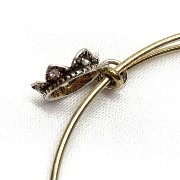 Alex and Ani Crown Charm Bracelet - Gold Finish Expands 2"- 3.5" - Picture 4 of 4